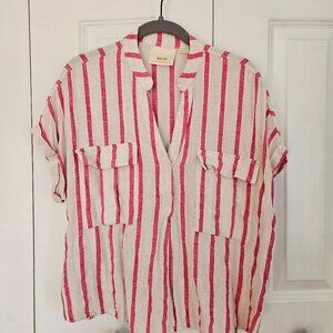 Maeve Pink & White Striped Shirt Size Medium